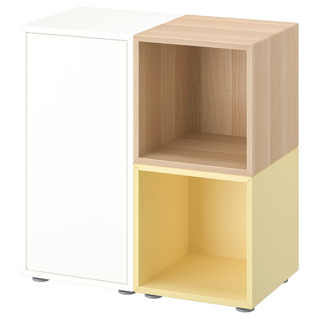 IKEA EKET Комбинация шкафов с ножками, белый / беленый дуб, имитация бледно-желтый, 70x35x72 см 89549388 895.493.88