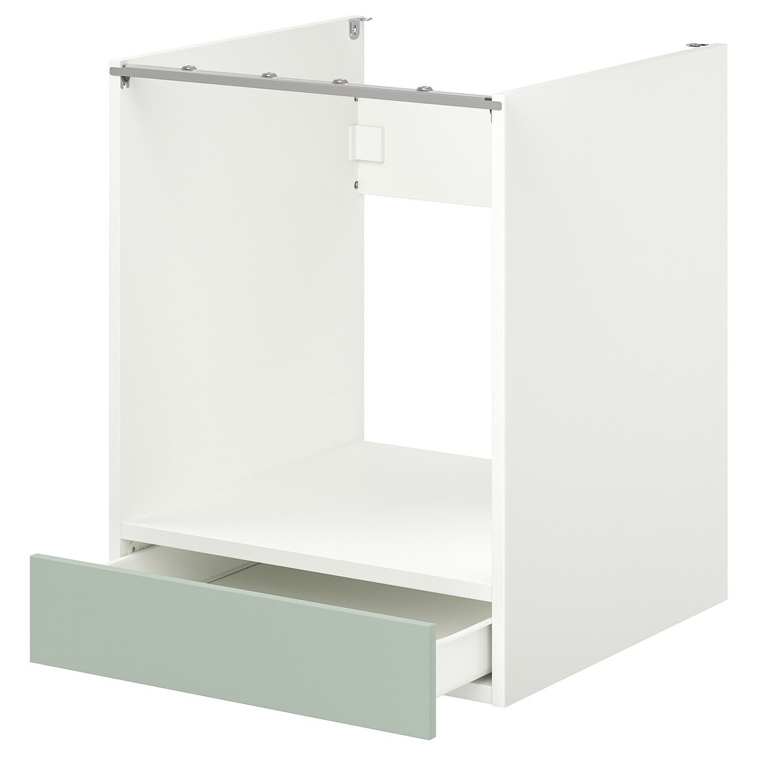 IKEA ENHET ЭНХЕТ Напольный шкаф для духовки с ящиком, белый / бледный серо-зеленый, 60x62x75 см 89496785 | 894.967.85