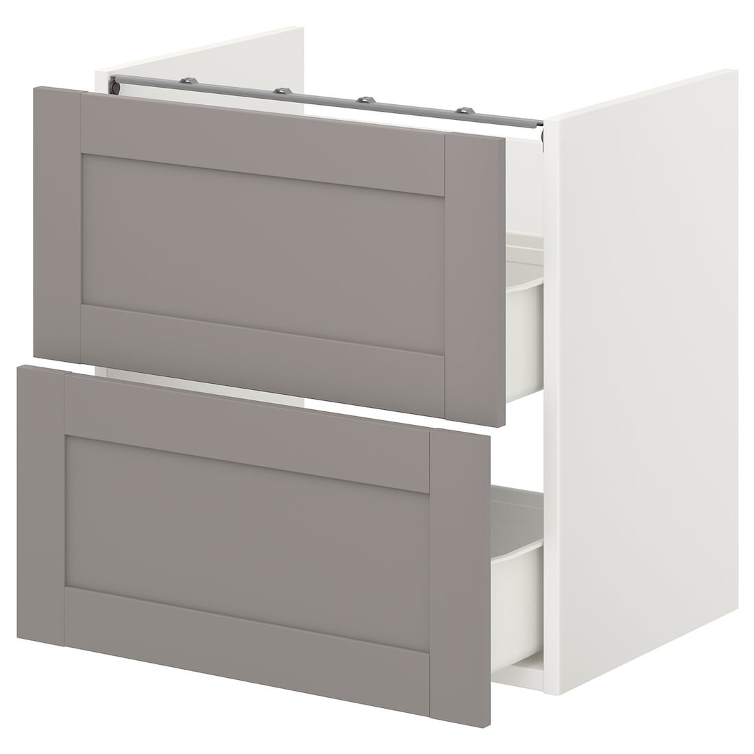 IKEA ENHET ЭНХЕТ Напольный шкаф под раковину с 2 ящиками, белый / серая рамка, 60x42x60 см 19322345 193.223.45