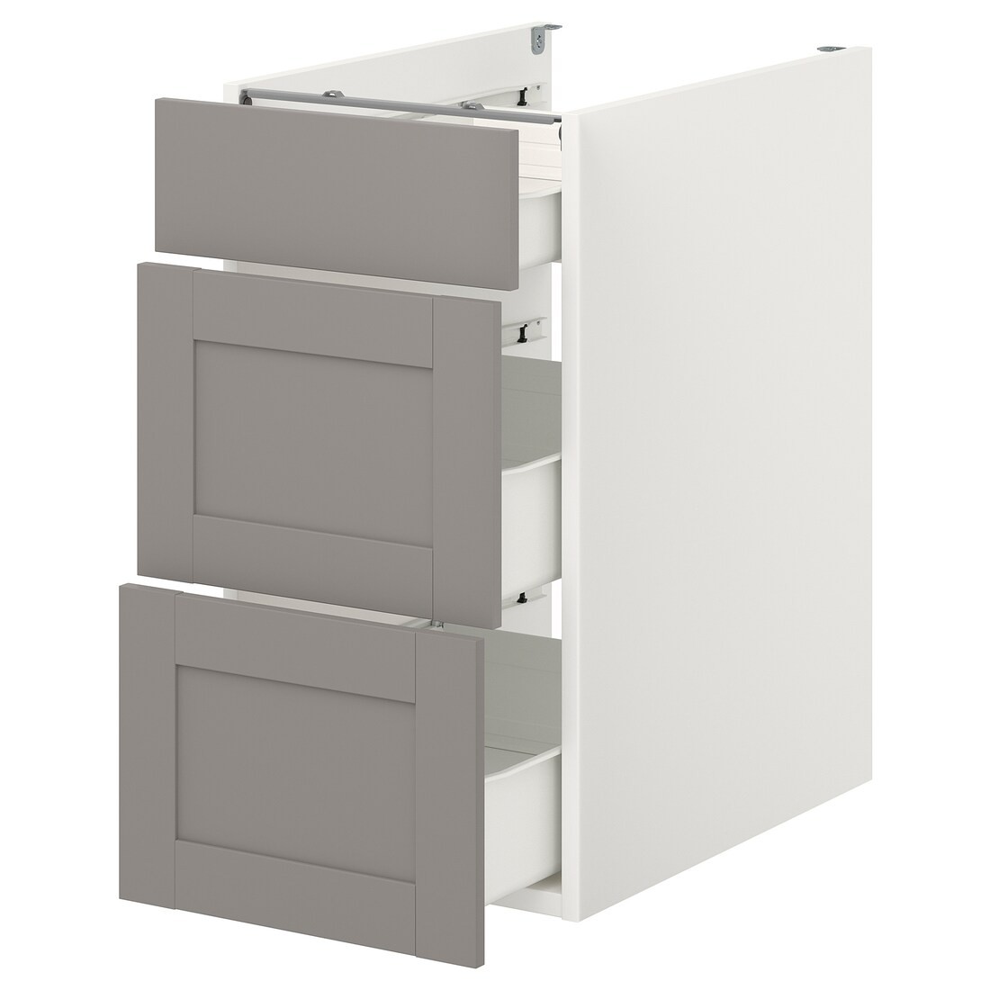 IKEA ENHET ЭНХЕТ Напольный шкаф с 3 ящиками, белый / серая рамка, 40x62x75 см 29320968 293.209.68