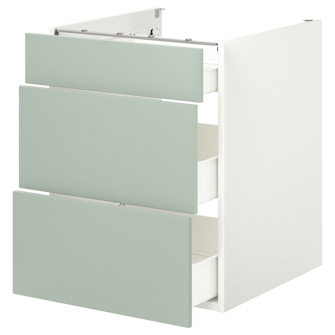 IKEA ENHET ЭНХЕТ Напольный шкаф с 3 ящиками, белый / бледный серо-зеленый, 60x62x75 см 79496781 794.967.81