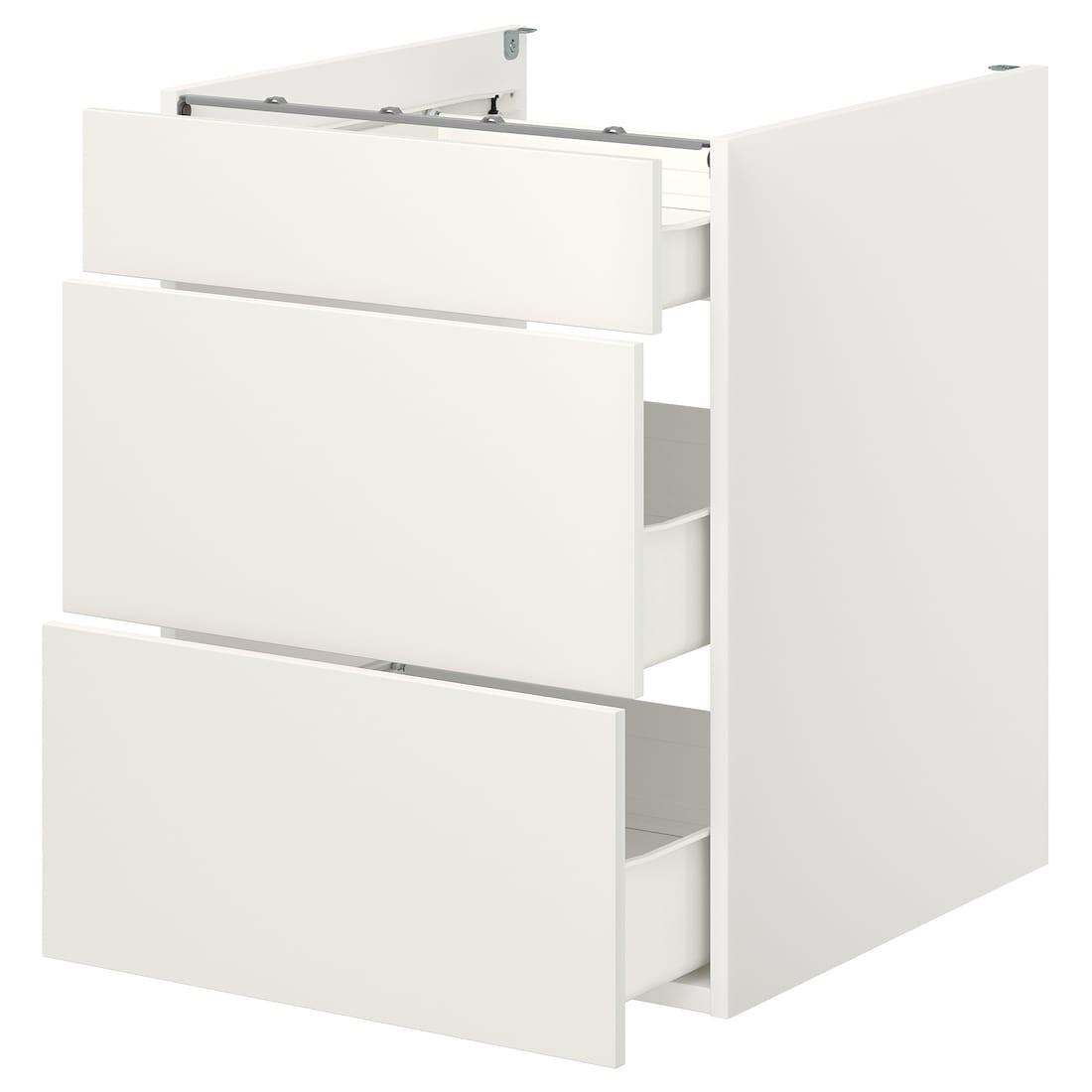 IKEA ENHET ЭНХЕТ Напольный шкаф с 3 ящиками, белый, 60x62x75 см 09320988 093.209.88