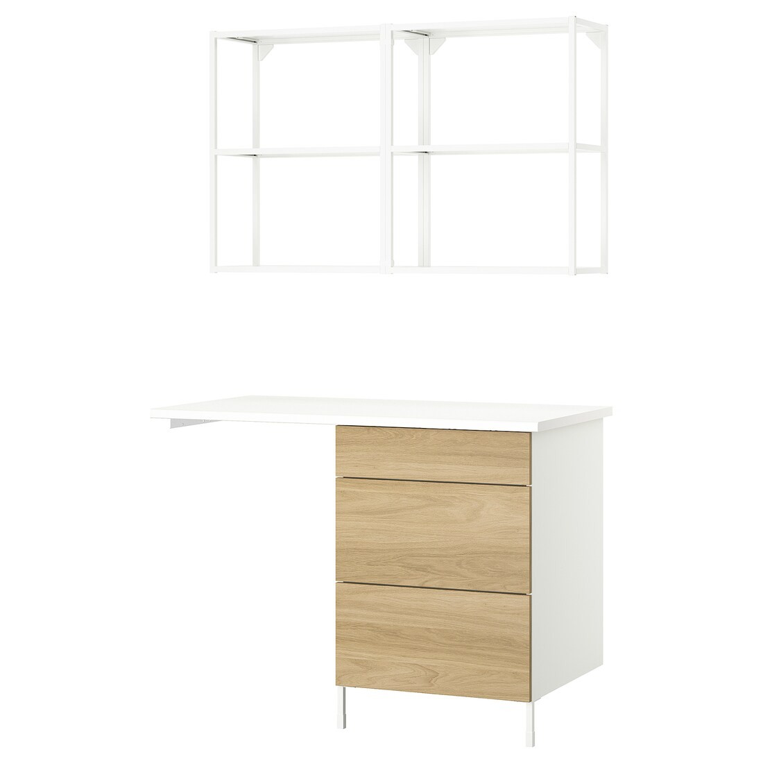 IKEA ENHET Стеллаж, белый / имитация дуба, 121,5x63,5x222 см 39548107 | 395.481.07