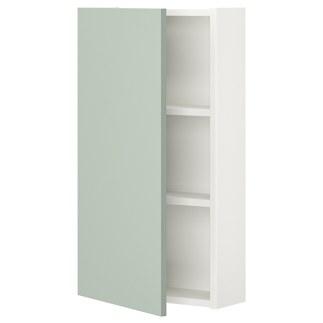 IKEA ENHET ЭНХЕТ Навесной шкаф с 2 полками / дверцами, белый / бледный серо-зеленый, 40x17x75 см 19496878 | 194.968.78