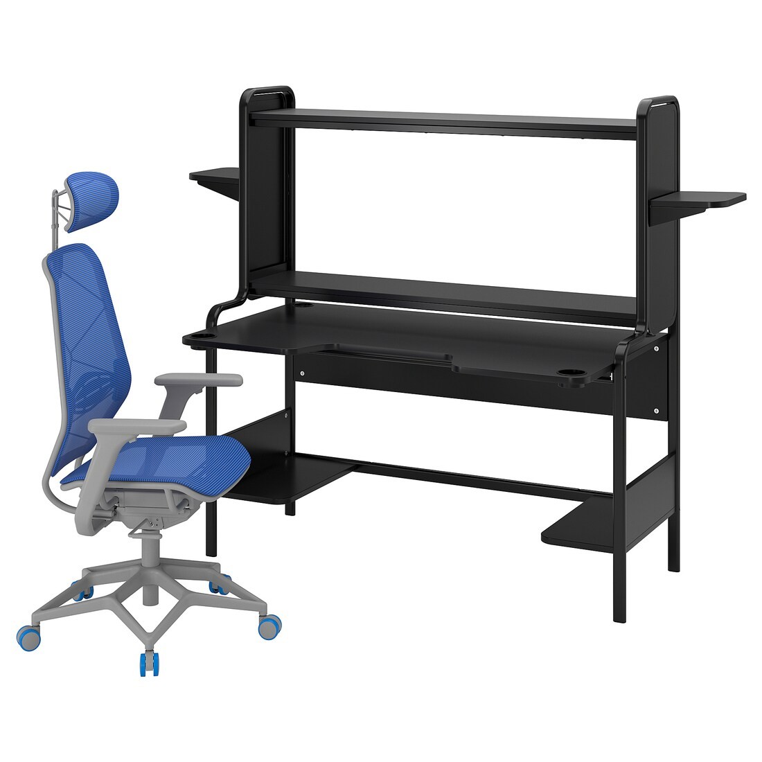IKEA FREDDE / STYRSPEL Геймерский стол и стул, черный синий / светло-серый 69491331 | 694.913.31