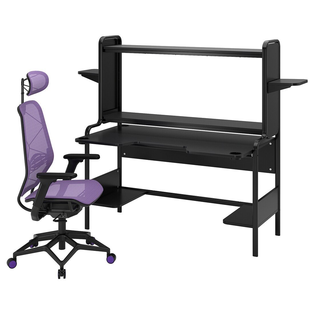 IKEA FREDDE / STYRSPEL Геймерский стол и стул, черный / фиолетовый 59491317 594.913.17