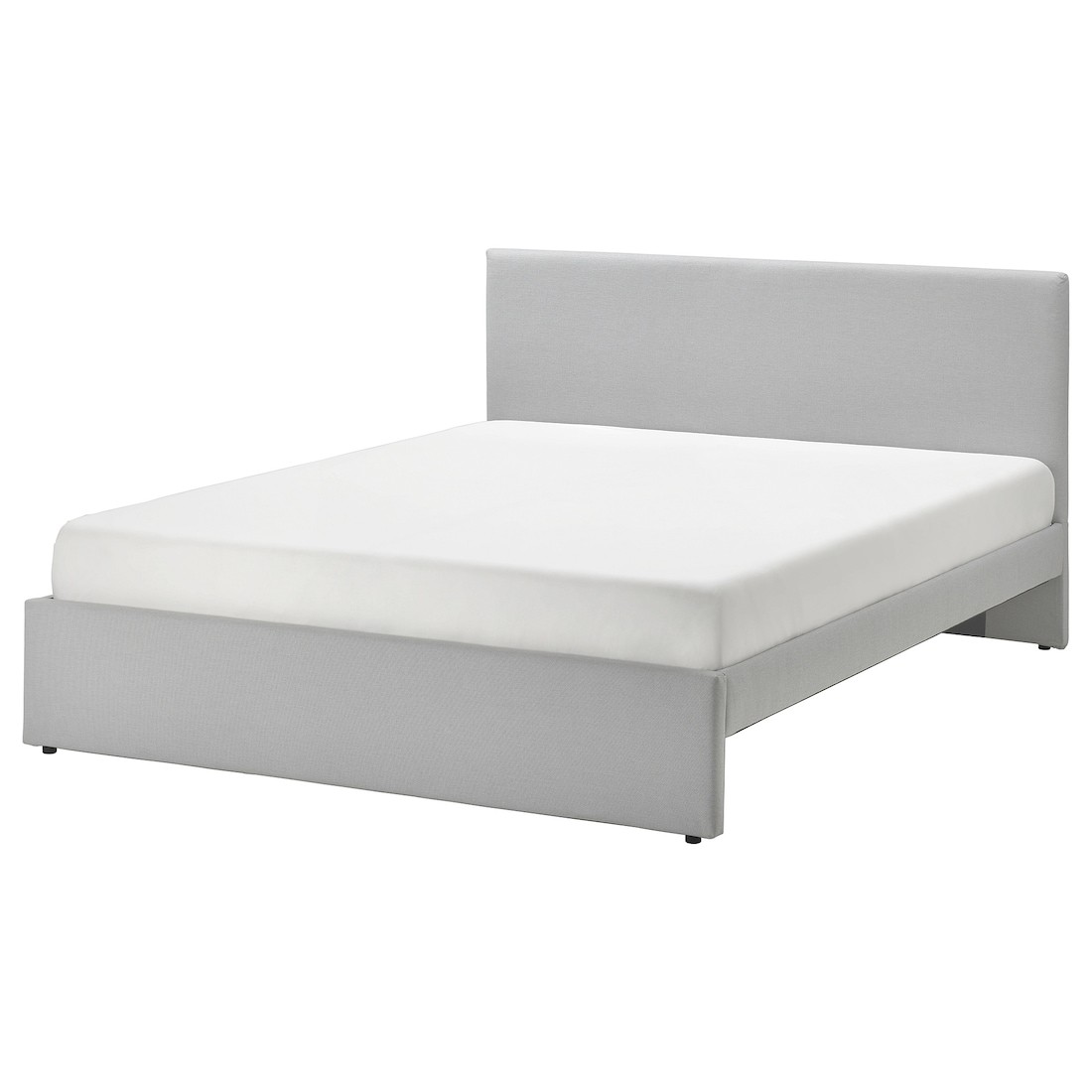 IKEA GLADSTAD ГЛАДСТАД Кровать с обивкой, Kabusa светло-серый, 160x200 см 80490453 804.904.53
