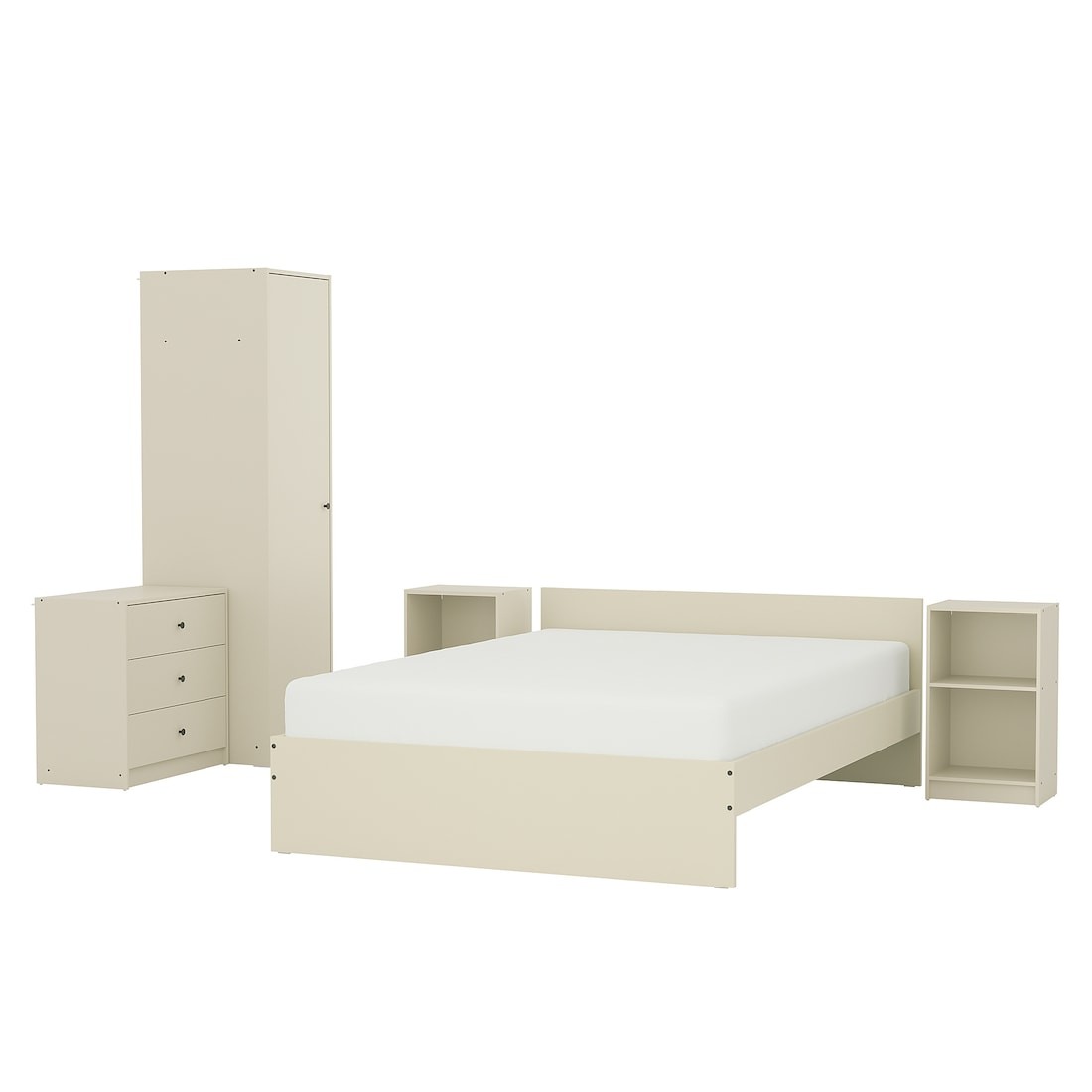 IKEA GURSKEN ГУРСКЕН Набор мебели для спальни 5 шт, светло-бежевый, 140x200 см 39417012 | 394.170.12