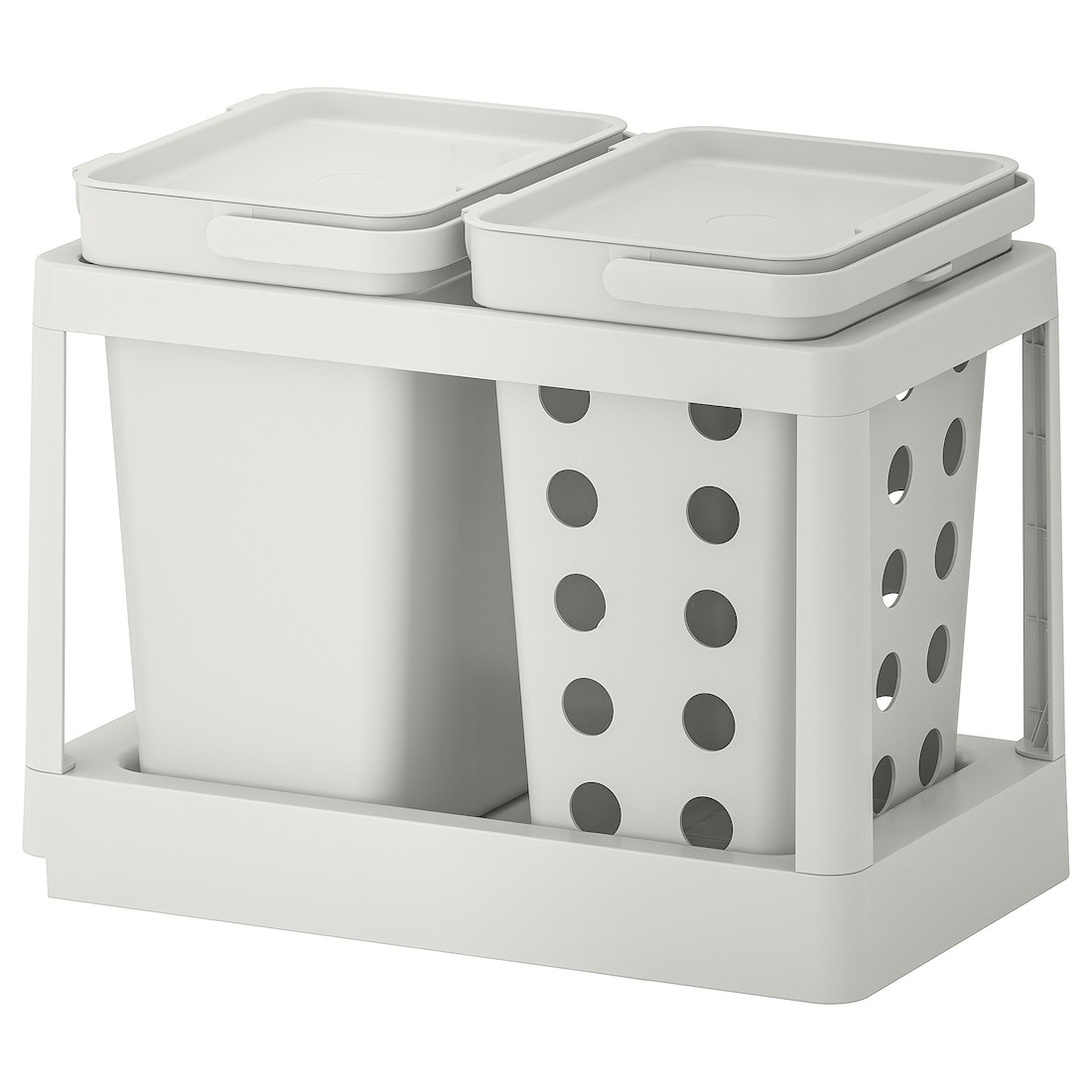 IKEA HÅLLBAR ХОЛЛБАР Решение для сортировки мусора, с выдвижным ящиком вентилируемый / светло-серый, 20 л 99308816 993.088.16
