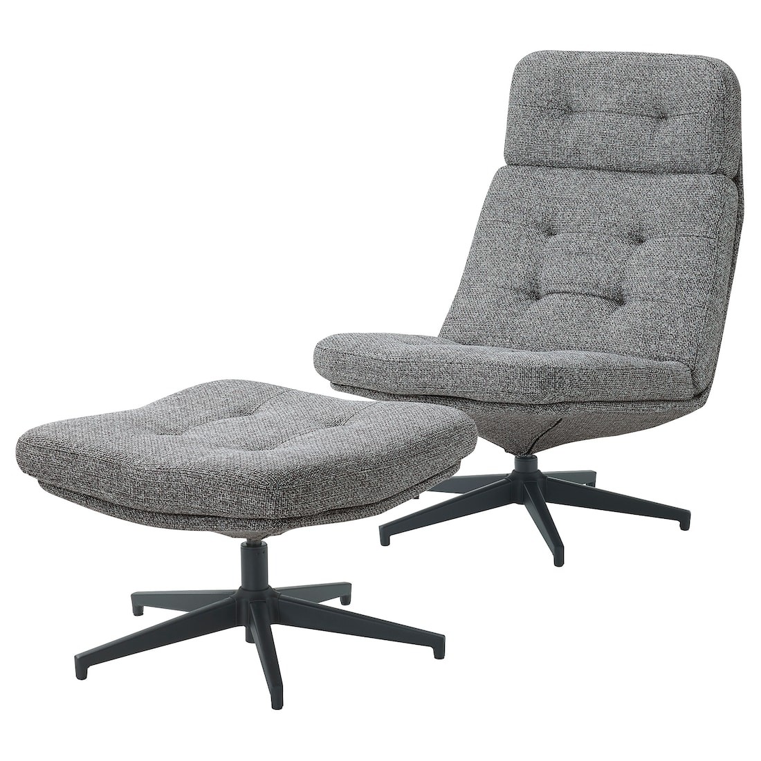 IKEA HAVBERG Кресло с подставкой для ног, Lejde серо-черный 69485325 694.853.25