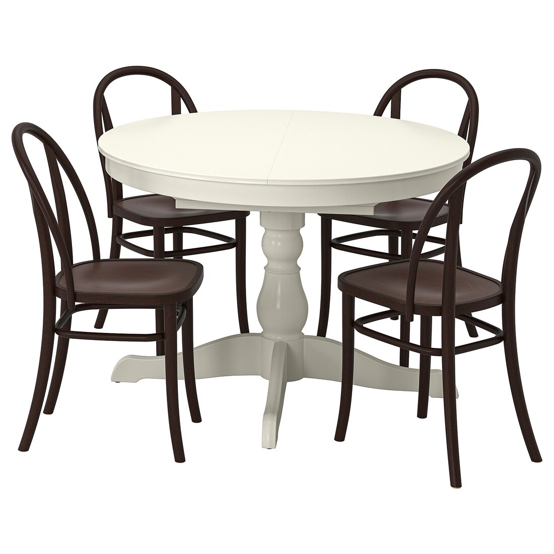 IKEA INGATORP / SKOGSBO Стол и 4 стула, белый белый/темно-коричневый, 110/155 см 99515095 | 995.150.95
