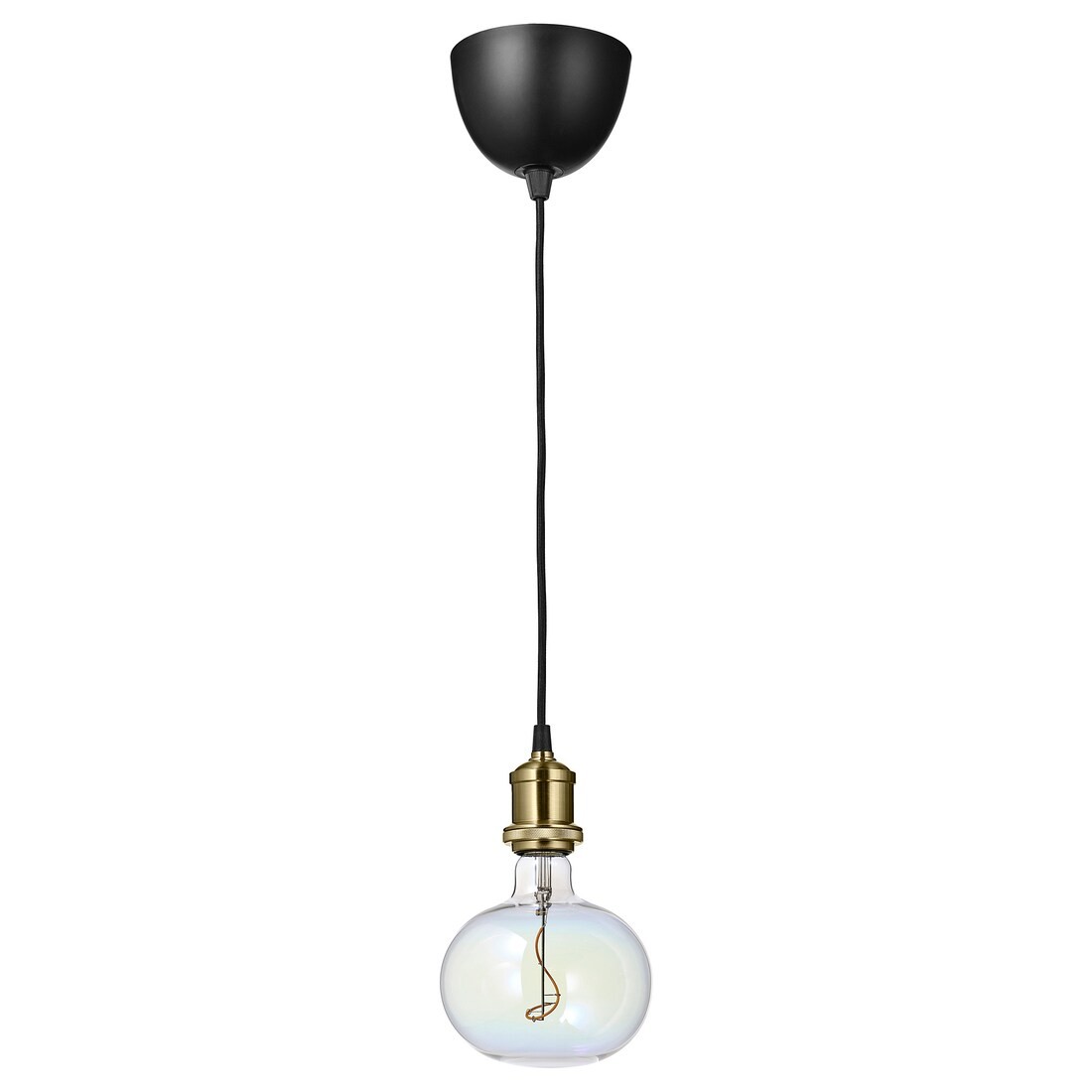 IKEA JÄLLBY / MOLNART Подвесной светильник с лампочкой, латунный / эллипс разноцветный 29491371 | 294.913.71