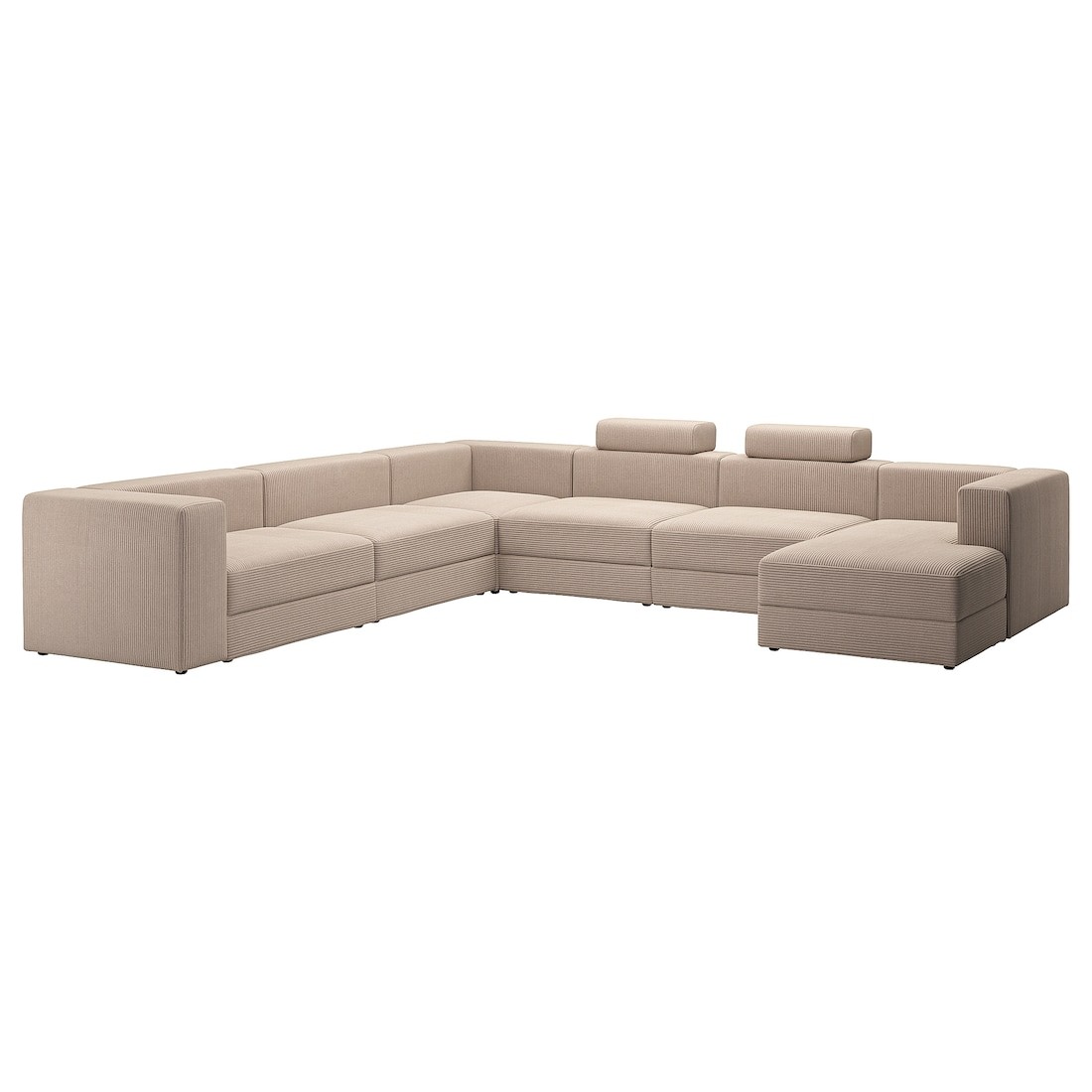 IKEA JÄTTEBO П-образный диван, 7-местный, с кушеткой, правый с подголовником / Самсала серо-бежевый 69510612 695.106.12