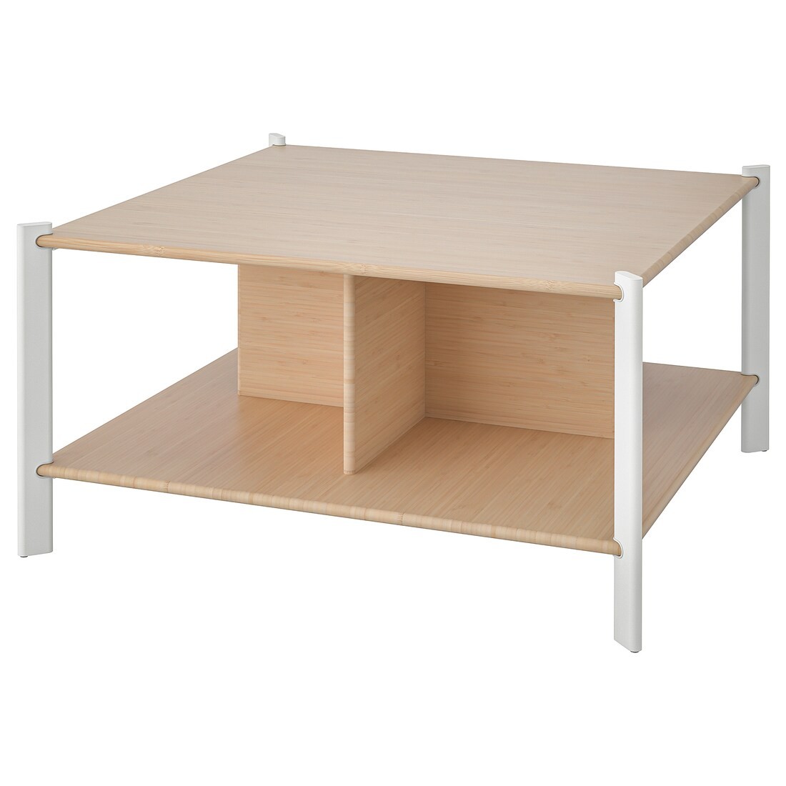IKEA JÄTTESTA Журнальный стол, белый / светлый бамбук, 80x80 см 30538792 305.387.92