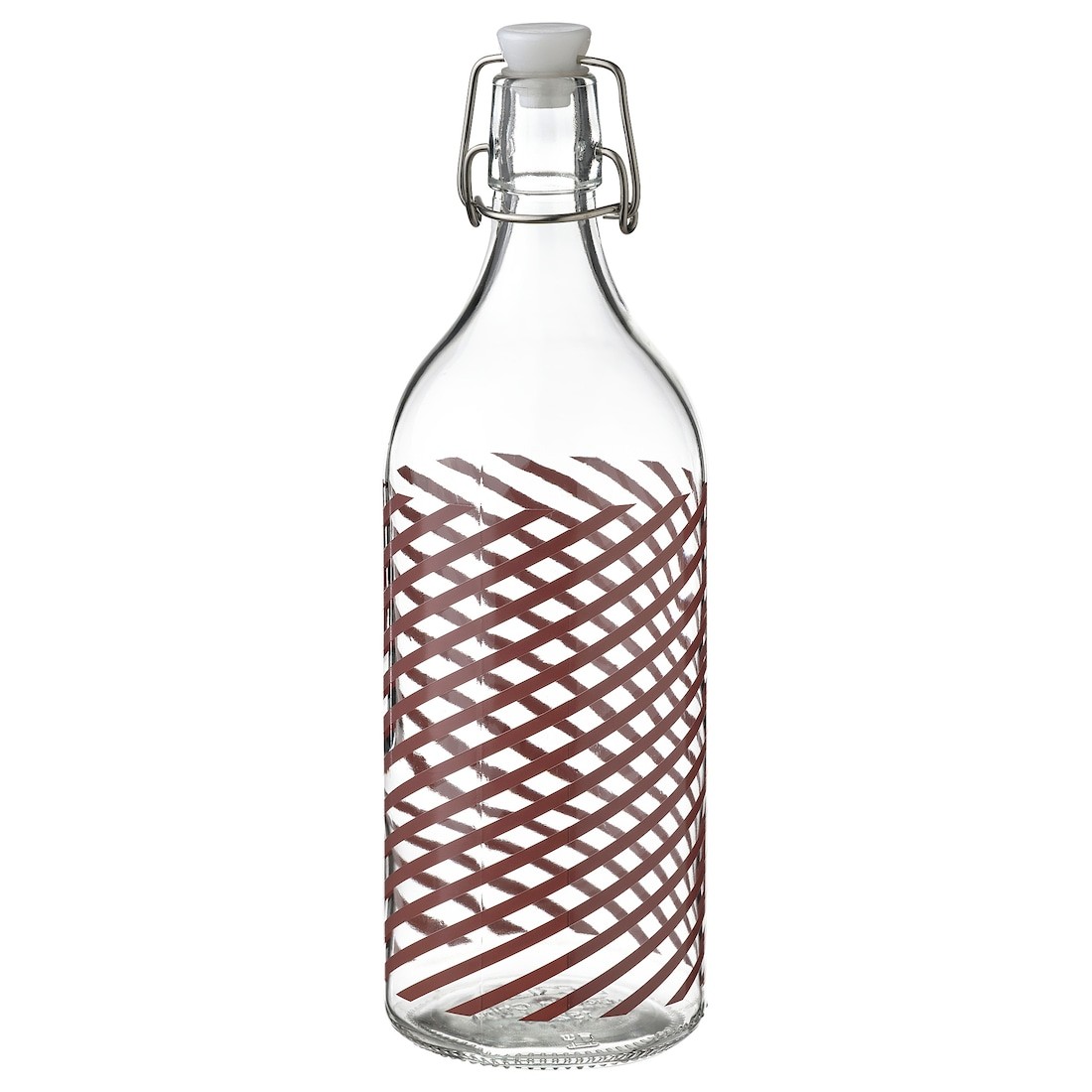 IKEA KORKEN Бутылка с пробкой, полосатое / серо-розовое прозрачное стекло, 1 л 10564701 | 105.647.01