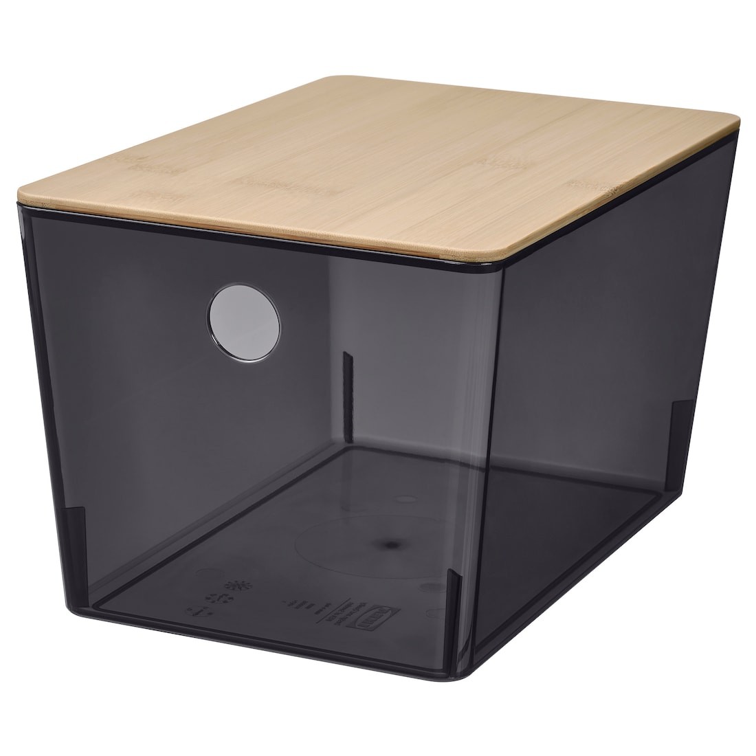 IKEA KUGGIS контейнер с крышкой, прозрачный черный / бамбук, 18x26x15 см 89561295 | 895.612.95