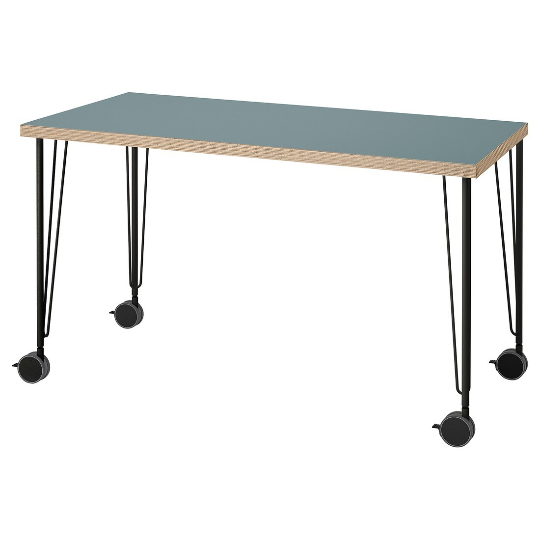 IKEA LAGKAPTEN ЛАГКАПТЕН / KRILLE КРИЛЛЕ Письменный стол, серо-бирюзовый / черный 69523365 695.233.65