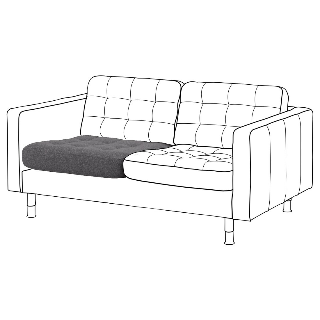 IKEA LANDSKRONA ЛАНДСКРУНА Подушка сиденья 2-местного дивана, Gunnared / темно-серый запчасть 00499221 | 004.992.21