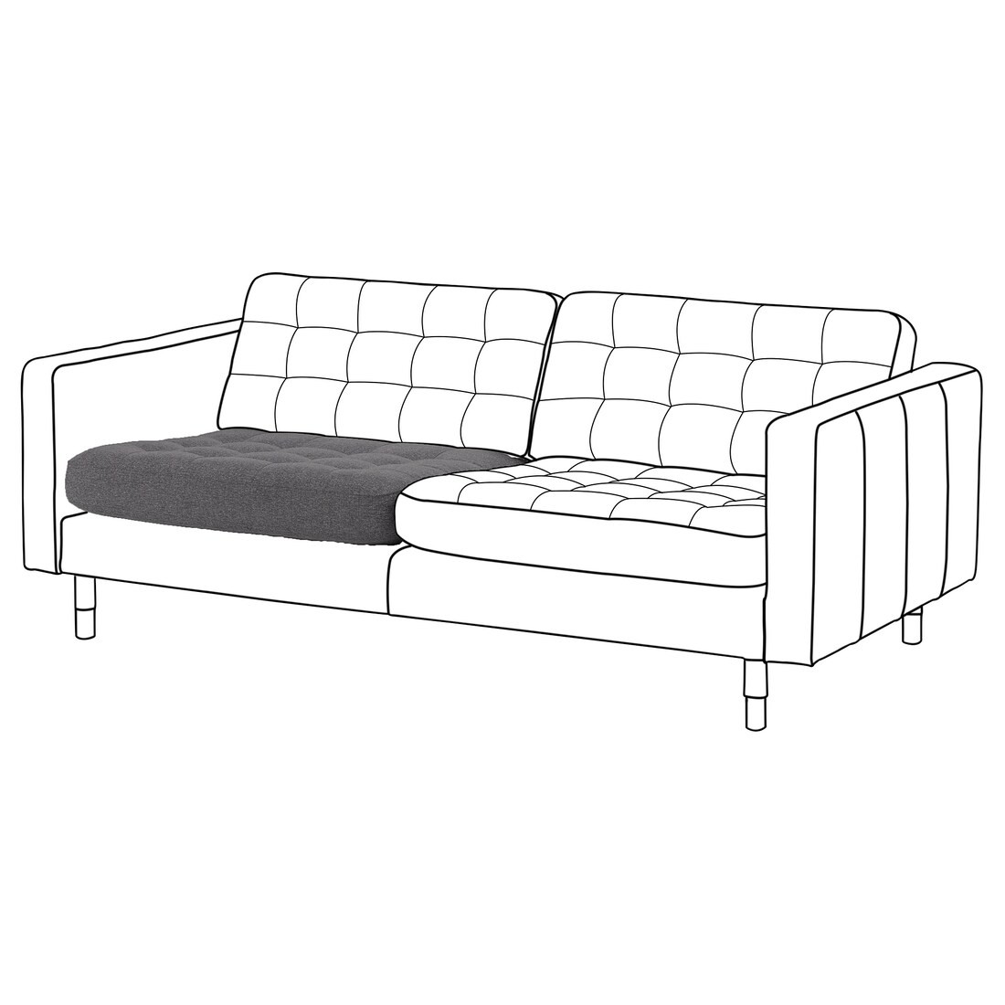 IKEA LANDSKRONA ЛАНДСКРУНА Подушка сиденья 3-местного дивана, Gunnared / темно-серый запчасть 60499195 | 604.991.95