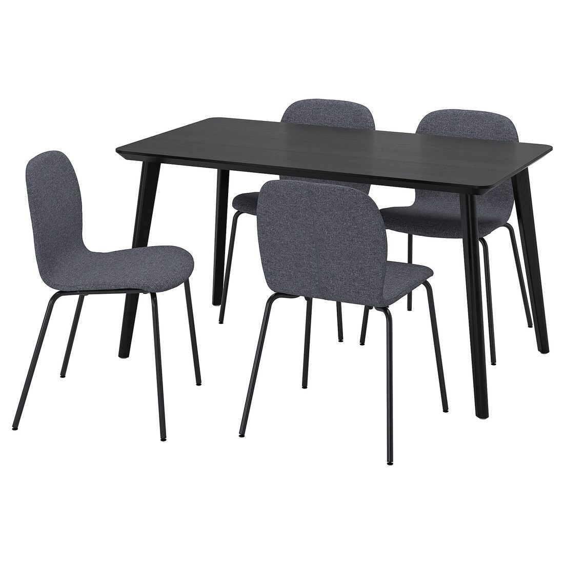 IKEA LISABO / KARLPETTER ЛИСАБО / КАРЛПЕТТЕР Стол и 4 стула, черный / Gunnared серый черный, 140x78 см 89516769 895.167.69