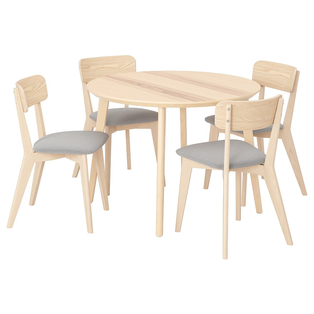 IKEA LISABO / LISABO Стол и 4 стула, ясень / Tallmyra белый / черный, 105 см 79554851 | 795.548.51