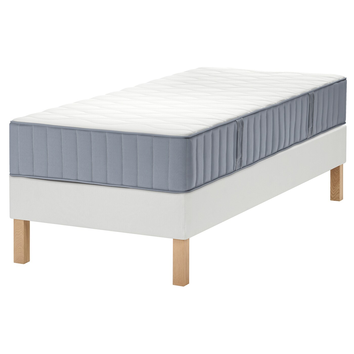 IKEA LYNGÖR Кровать континентальная, Вогстранда средней твердости / светло-голубой белый, 90x200 см 59554084 | 595.540.84