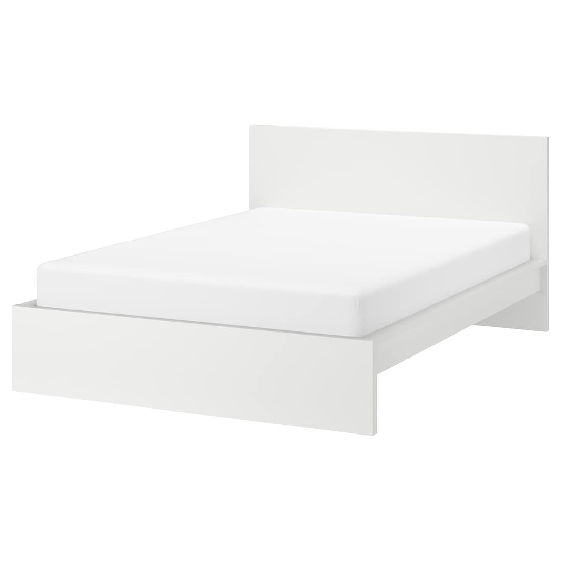 IKEA MALM МАЛЬМ Кровать двуспальная, высокий, белый / Lönset, 180x200 см 79019087 790.190.87