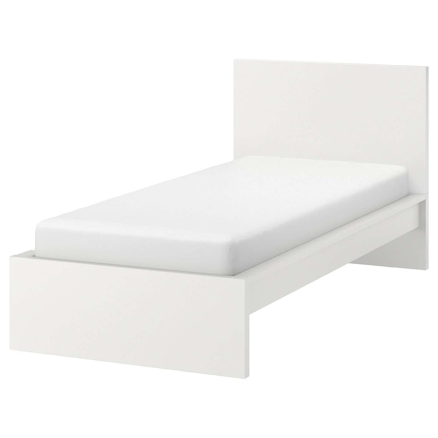 IKEA MALM МАЛЬМ Ліжко, високе, білий/ЛЕНСЕТ, 90x200 см 29019594 | 290.195.94