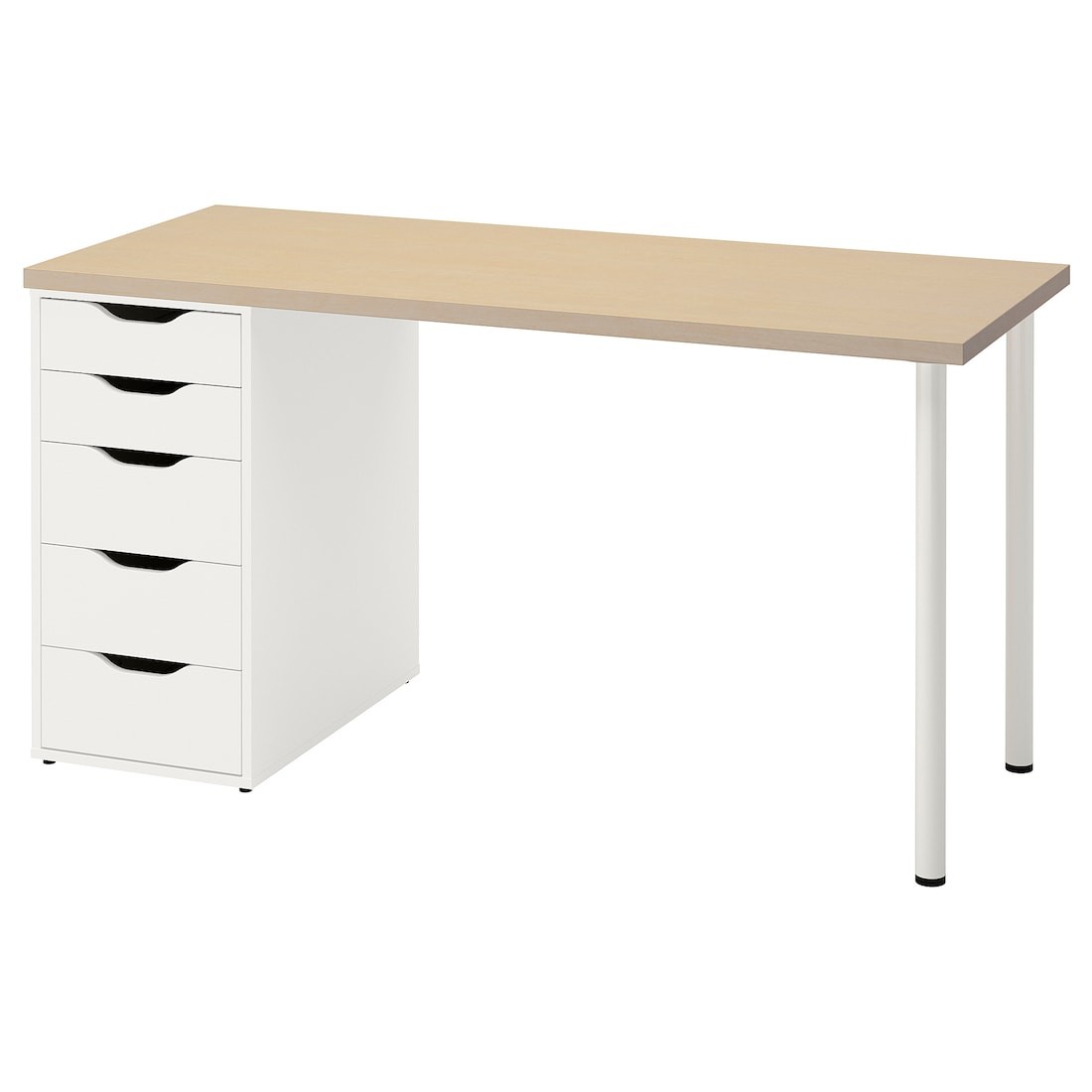 IKEA MÅLSKYTT МОЛСКЮТТ / ALEX АЛЕКС Письменный стол, береза / белый, 140x60 см 79417802 794.178.02