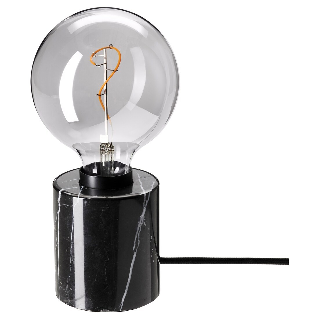 IKEA MARKFROST / MOLNART Настольная лампа с лампочкой, черный / серое стекло прозрачное, 125 мм 59481894 594.818.94