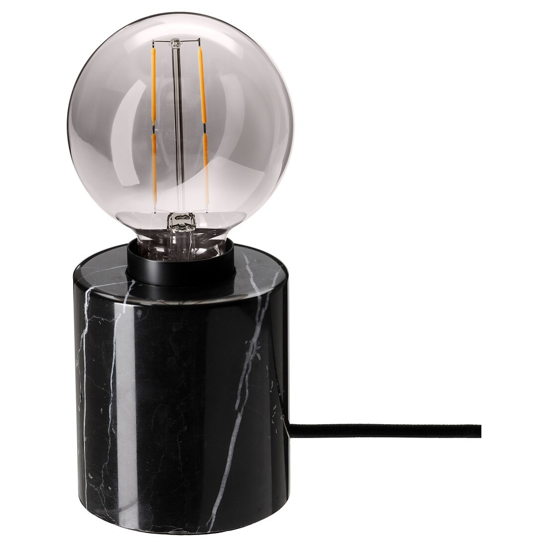 IKEA MARKFROST / MOLNART Настольная лампа с лампочкой, мрамор черный / серое прозрачное стекло, 95 мм 99481892 994.818.92