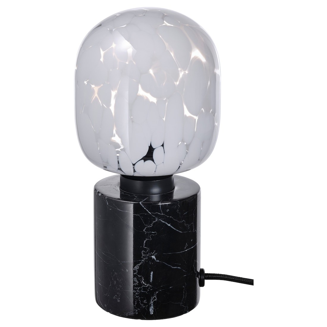 IKEA MARKFROST / MOLNART Настольная лампа с лампочкой, Черный мрамор/белая трубка/прозрачное стекло, 120 мм 69494565 694.945.65