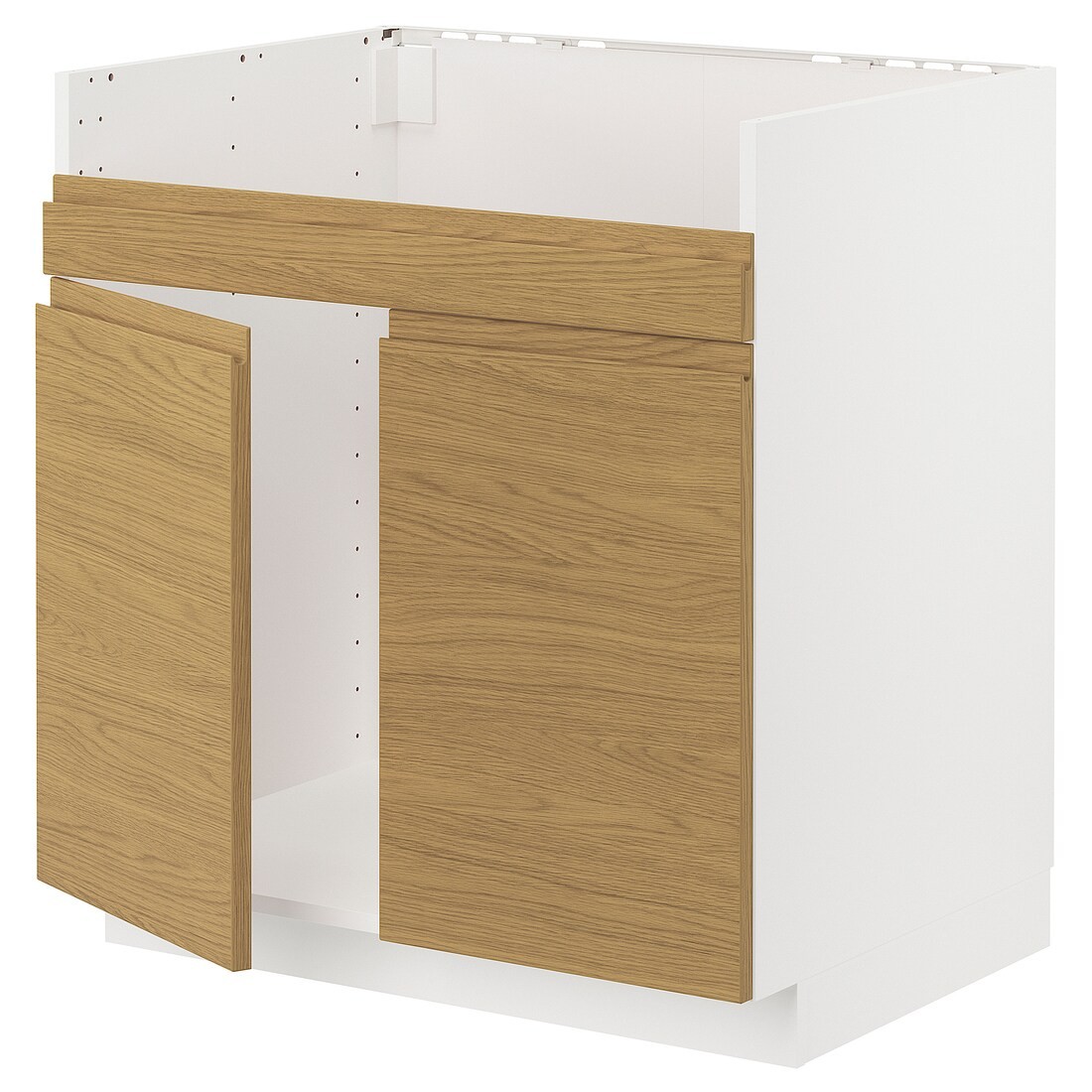 IKEA METOD шкаф д/двойной мойки ХАВСЕН, белый / Voxtorp имитация дуб, 80x60 см 79538111 | 795.381.11