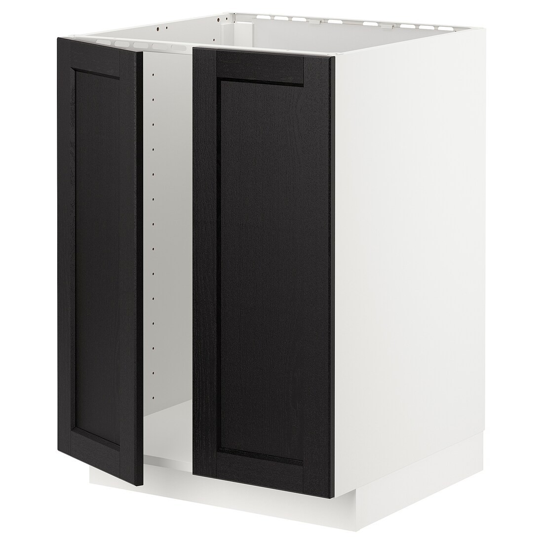 IKEA METOD МЕТОД Напольный шкаф для мойки, белый / Lerhyttan черная морилка, 60x60 см 09461214 | 094.612.14