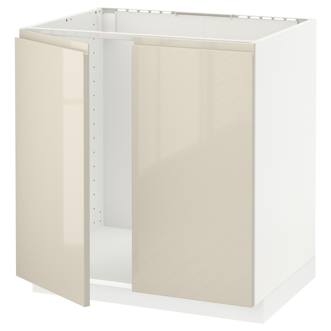 IKEA METOD МЕТОД Напольный шкаф для мойки, белый / Voxtorp глянцевый светло-бежевый, 80x60 см 59455908 | 594.559.08