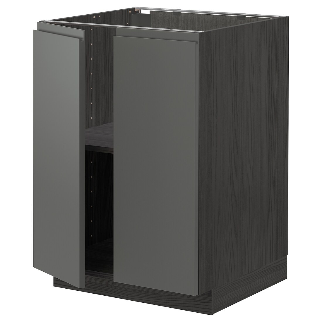 IKEA METOD МЕТОД Напол шкаф с полками / 2 двери, черный / Voxtorp темно-серый, 60x60 см 69468646 | 694.686.46