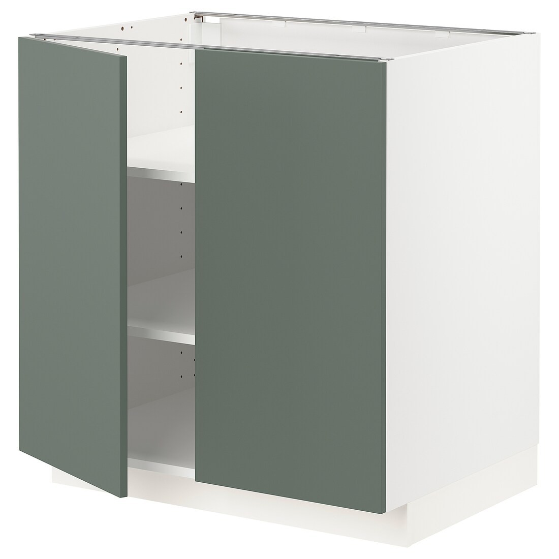 IKEA METOD МЕТОД Напол шкаф с полками / 2 двери, белый / Bodarp серо-зеленый, 80x60 см 49465154 494.651.54