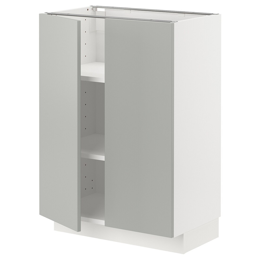 IKEA METOD Напол шкаф с полками / 2 двери, белый / Хавсторп светло-серый, 60x37 см 69538022 | 695.380.22