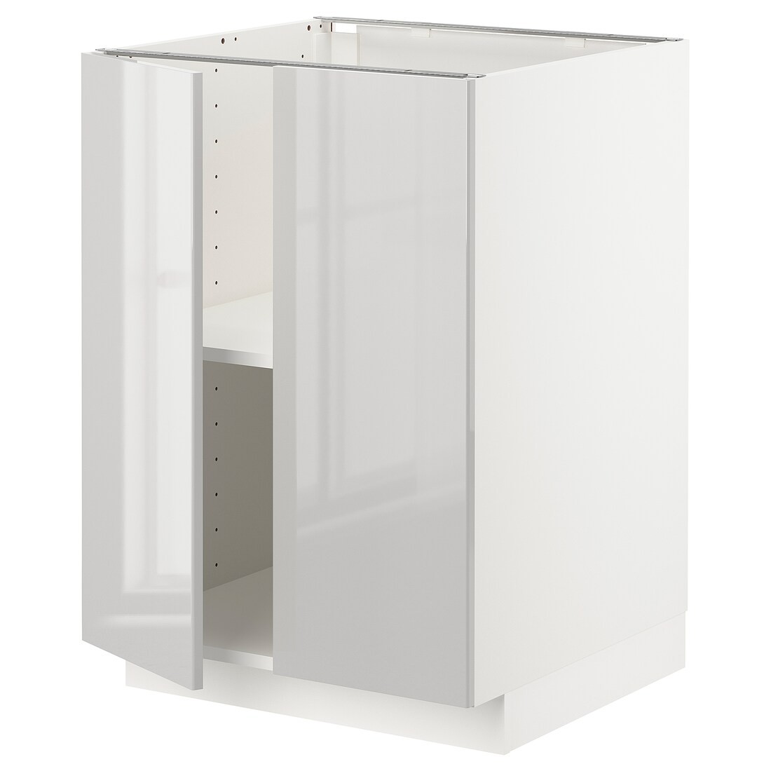 IKEA METOD МЕТОД Напол шкаф с полками / 2 двери, белый / Ringhult светло-серый, 60x60 см 99463987 | 994.639.87