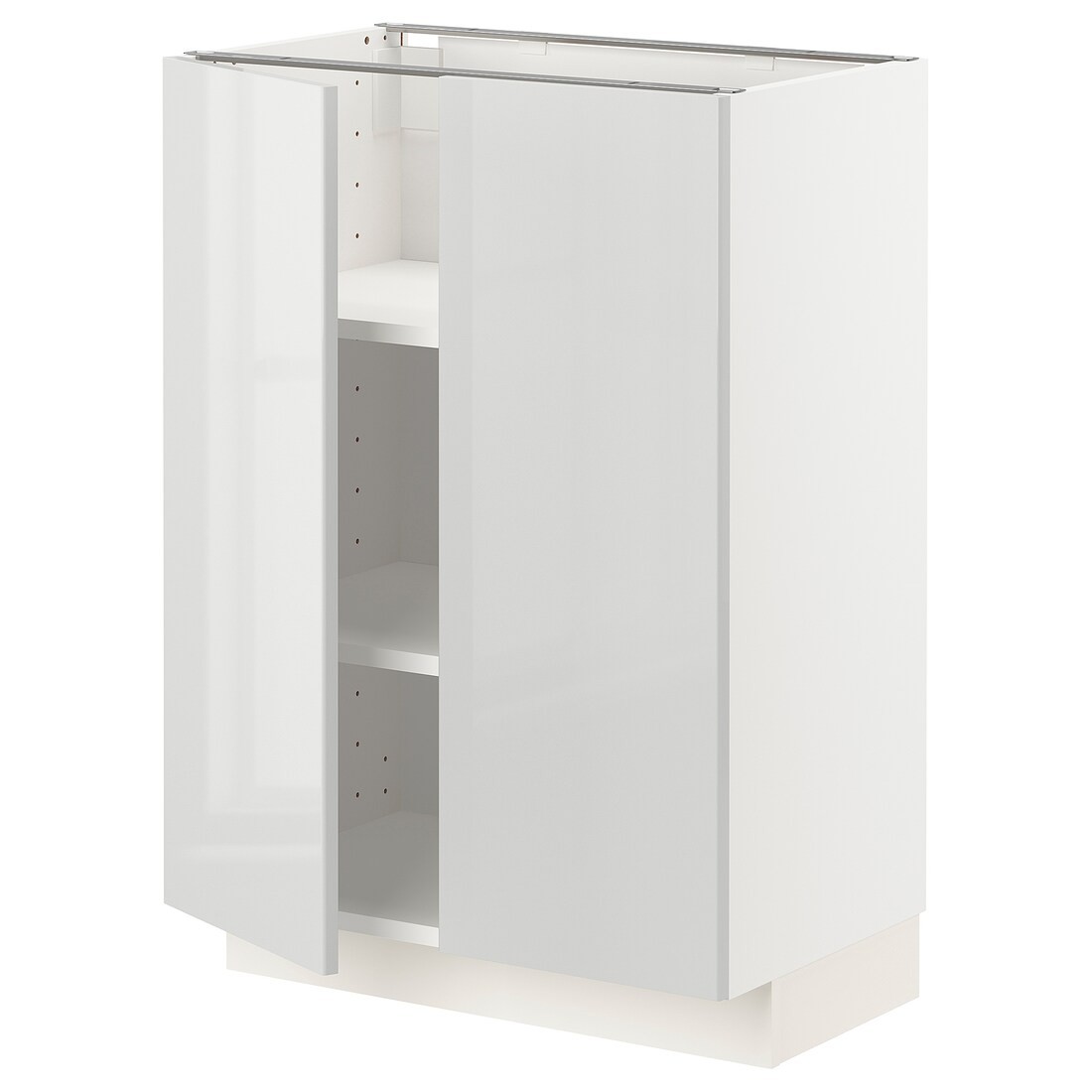 IKEA METOD МЕТОД Напол шкаф с полками / 2 двери, белый / Ringhult светло-серый, 60x37 см 49464531 | 494.645.31