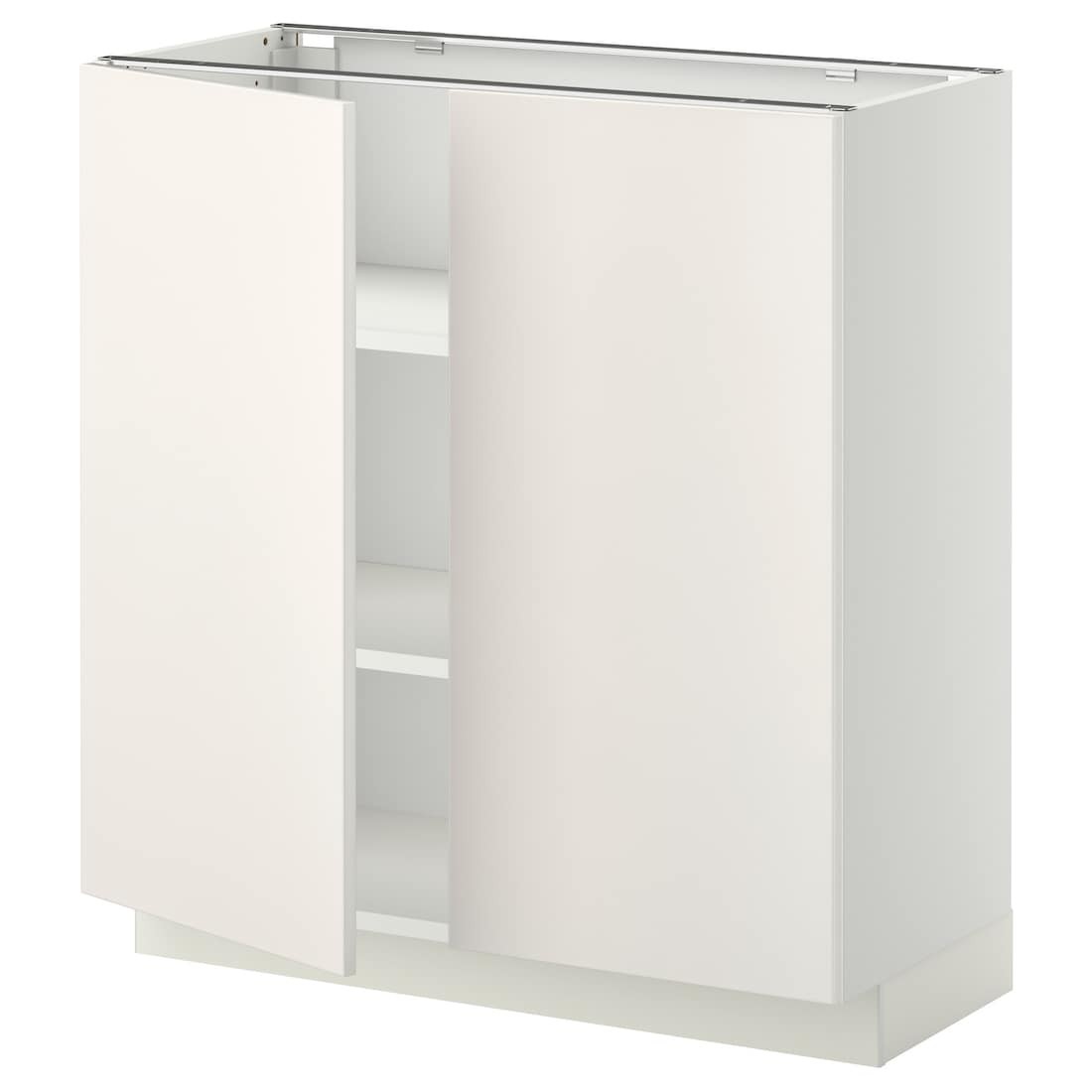 IKEA METOD МЕТОД Напол шкаф с полками / 2 двери, белый / Veddinge белый, 80x37 см 59455456 | 594.554.56