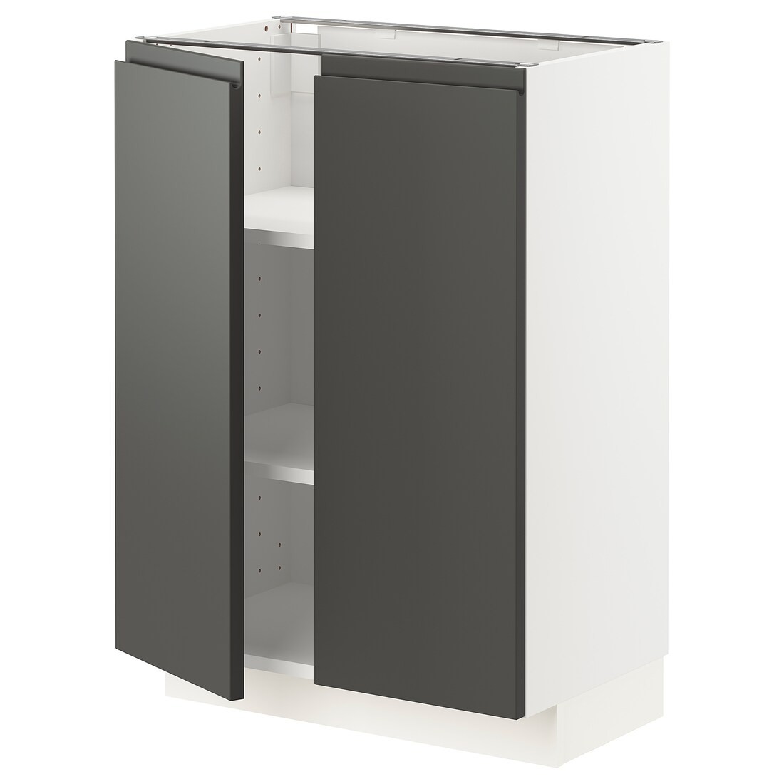 IKEA METOD МЕТОД Напол шкаф с полками / 2 двери, белый / Voxtorp темно-серый, 60x37 см 79457874 | 794.578.74