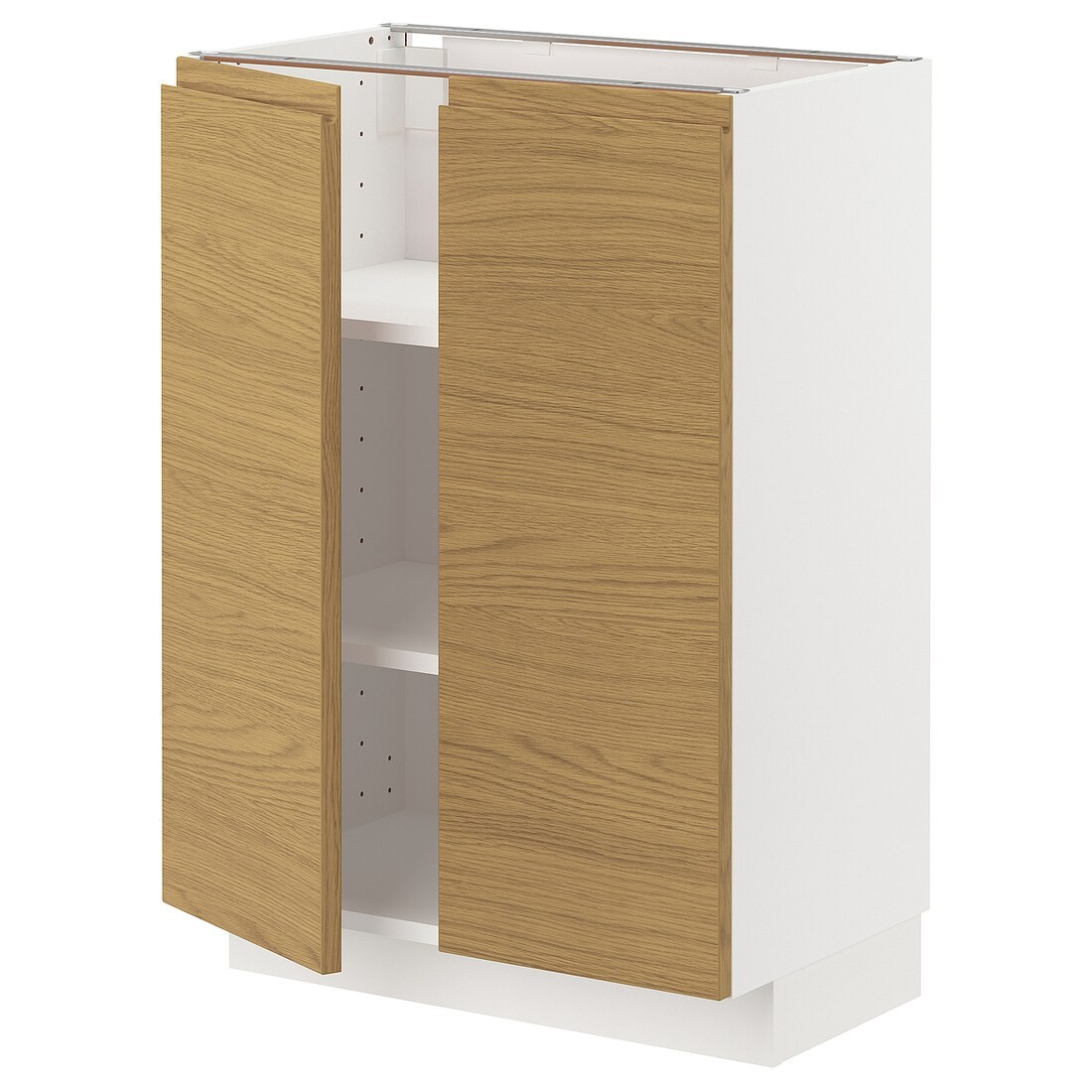 IKEA METOD напольный шкаф с полками/2дверцами, белый / Voxtorp имитация дуб, 60x37 см 89539049 | 895.390.49