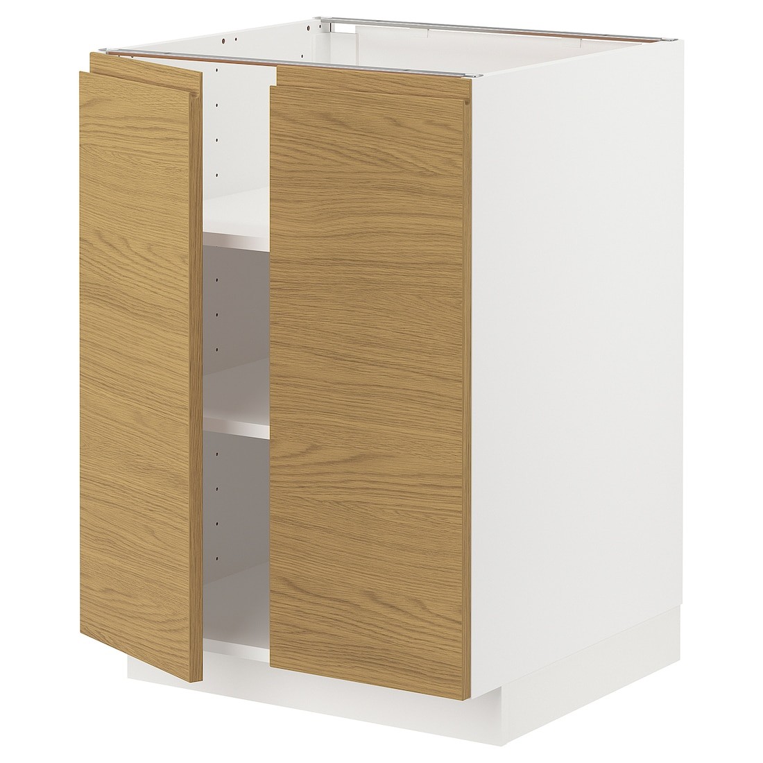 IKEA METOD напольный шкаф с полками/2дверцами, белый / Voxtorp имитация дуб, 60x60 см 99539124 | 995.391.24