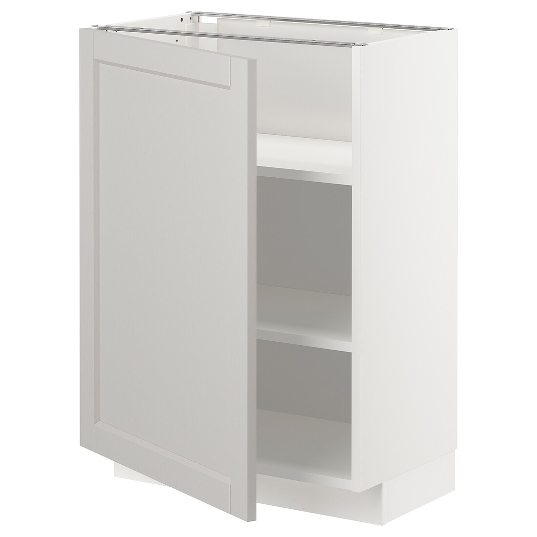 IKEA METOD МЕТОД Напольный шкаф с полками, белый / Lerhyttan светло-серый, 60x37 см 39457480 | 394.574.80
