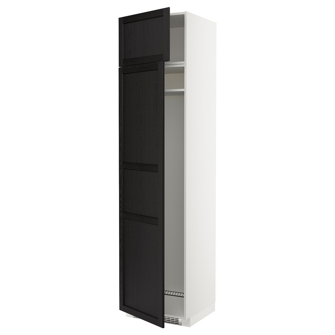IKEA METOD МЕТОД Высокий шкаф для холодильника / морозильника, белый / Lerhyttan черная морилка, 60x60x240 см 89463742 | 894.637.42
