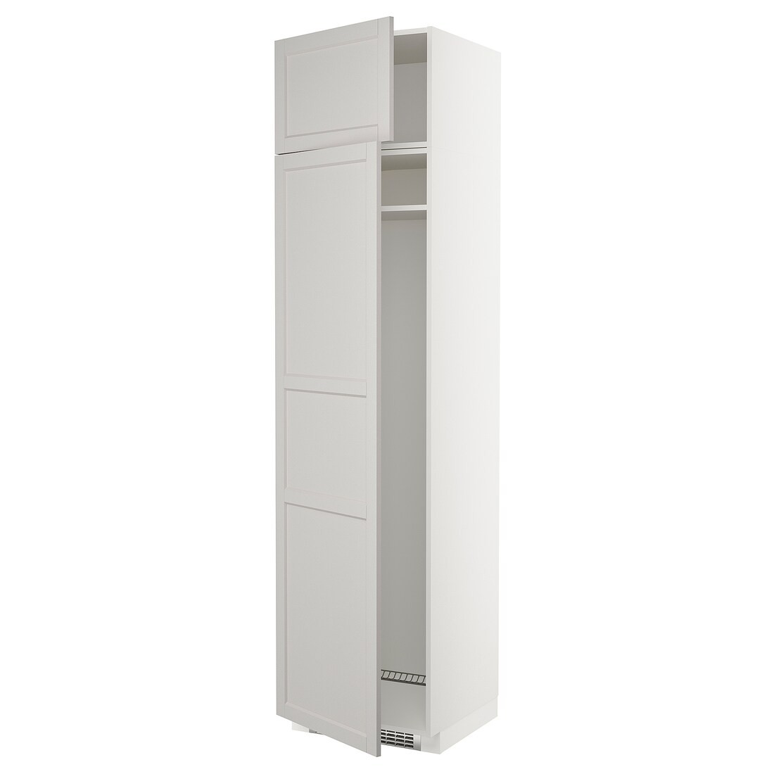IKEA METOD МЕТОД Высокий шкаф для холодильника / морозильника, белый / Lerhyttan светло-серый, 60x60x240 см 19458065 | 194.580.65