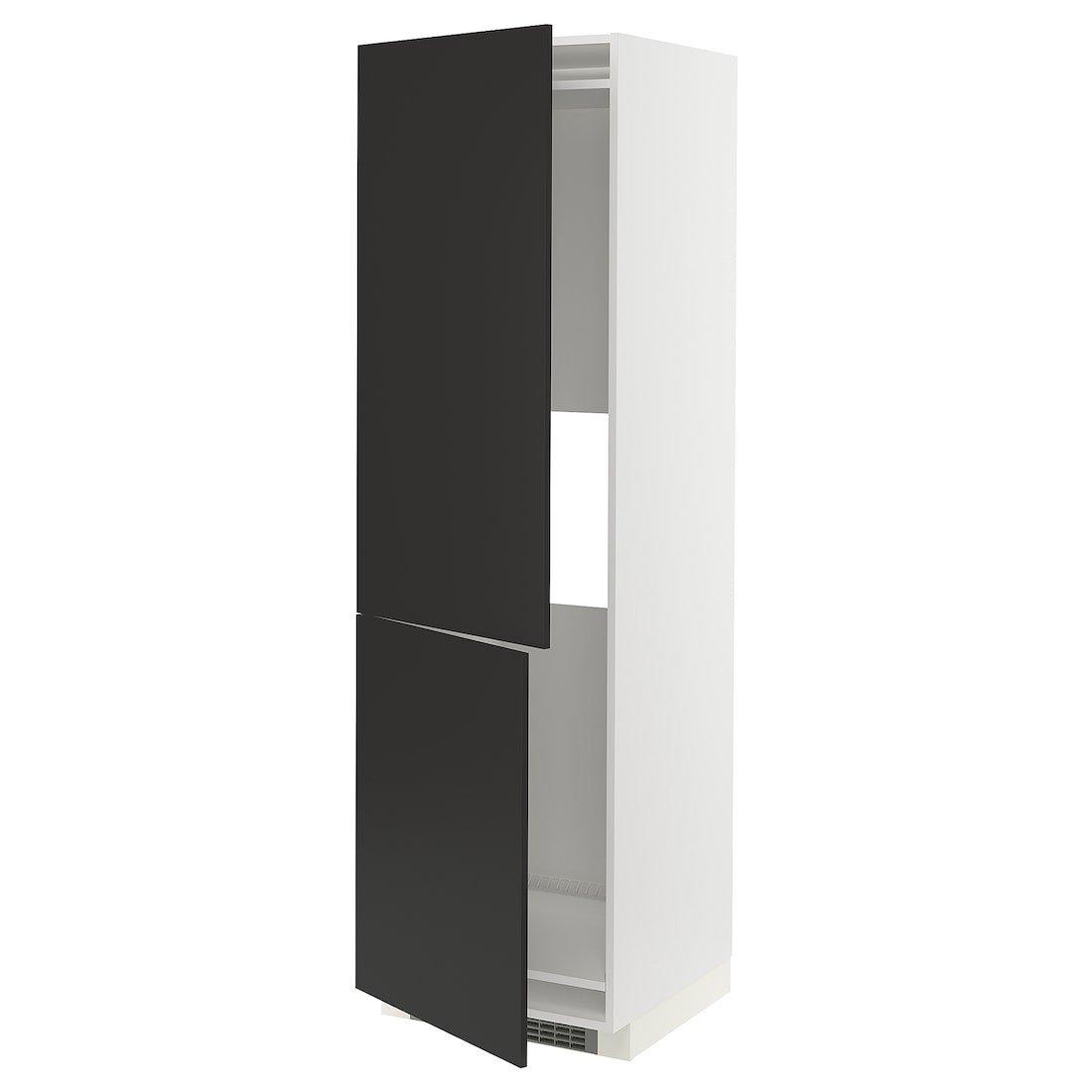 IKEA METOD МЕТОД Высокий шкаф для холодильника / морозильника, белый / Nickebo матовый антрацит, 60x60x200 см 79498493 | 794.984.93