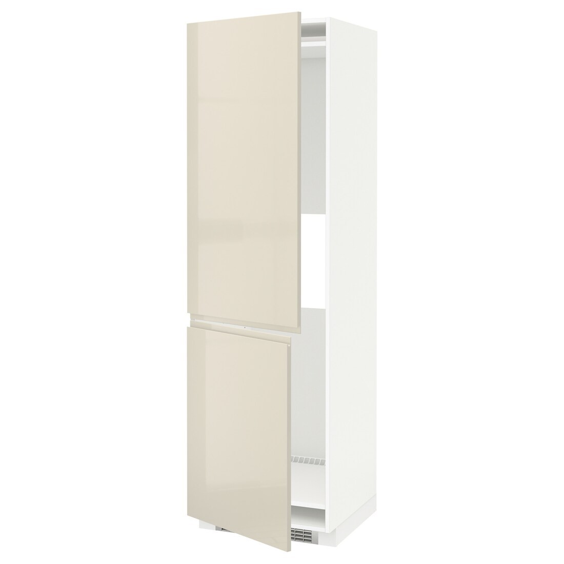 IKEA METOD МЕТОД Высокий шкаф для холодильника / морозильника, белый / Voxtorp глянцевый светло-бежевый, 60x60x200 см 99143566 | 991.435.66