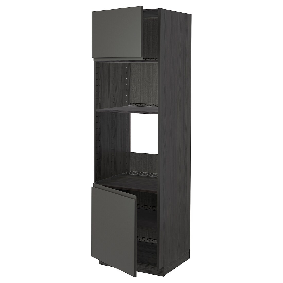 IKEA METOD МЕТОД Высокий шкаф для духовки / СВЧ, черный / Voxtorp темно-серый, 60x60x200 см 39461401 394.614.01